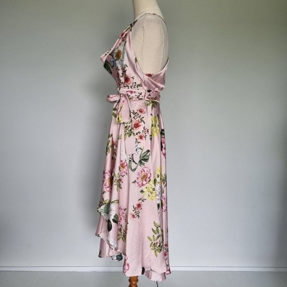 Sheike High Tea Multicolour Floral Cowl Neck Midi Dress with Belt Size 10 - Picture 3 of 9